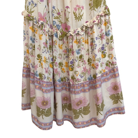 For Love Bell Floral Maxi Skirt Cream Boho Tassel M Boho Cottagecore EUC - Picture 3 of 8